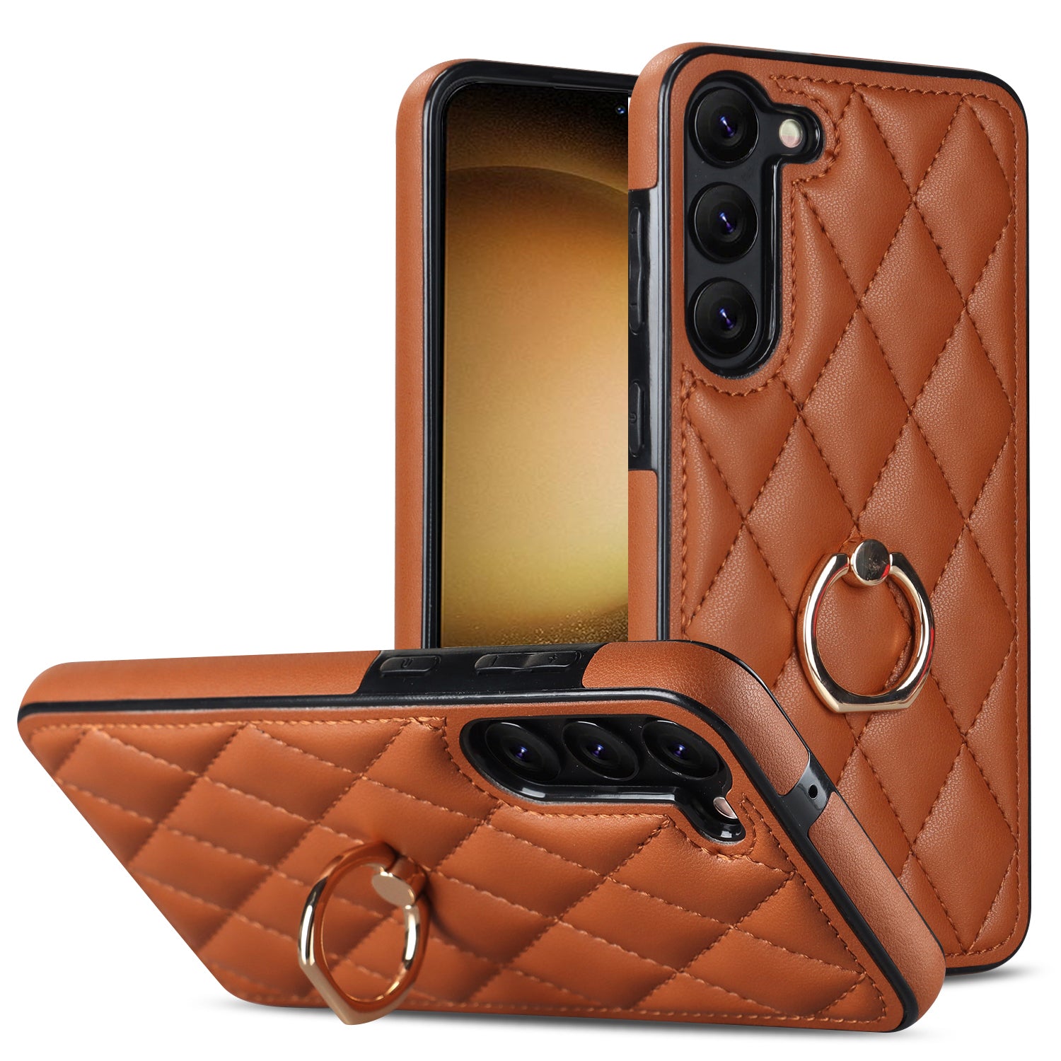 For Samsung Galaxy S23 PU Leather TPU Phone Case Imprinted Rhombus Grid Pattern Kickstand Anti-Scratch Cover For Samsung Galaxy S23 PU Leather TPU Phone Case Imprinted Rhombus Grid Pattern Kickstand Anti-Scratch Cover